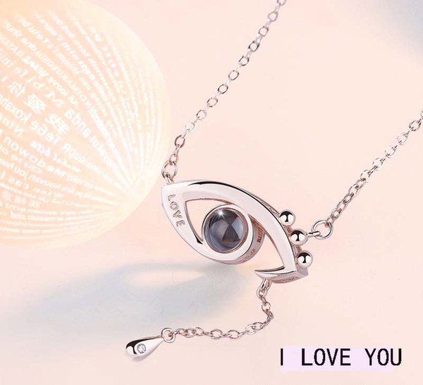 Prebeauty I Love You New Love Secret Angel Eyes Pendant Necklace Center Stone Contain Words birthday gift for women lover's Jewelry