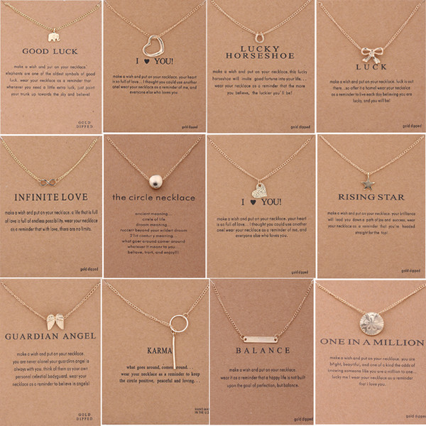 60 Styles Dogeared choke Necklace with Card Golden Silver Color Good Luck Elephant Pendant Noble Choker Valentine Christmas Gift