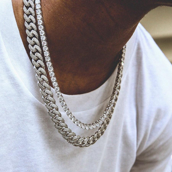 Hip Hop Gold Chain 1 Row 5mm Round Cut Tennis Necklace Chain 18inch -24inch-28inch Mens Punk Iced Out aaa cz chain Necklace