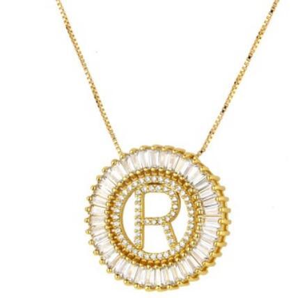 designer jewelry necklace for women men zircon 26 letters pendant circle gold color ot fashion free of shipping