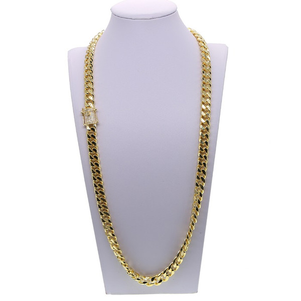 Iced Out Bling cuban necklace set Full Paved cz clasp Hip Hop Necklace bracelet set for Men Miami Cuban Link Gold filled Men's Chain