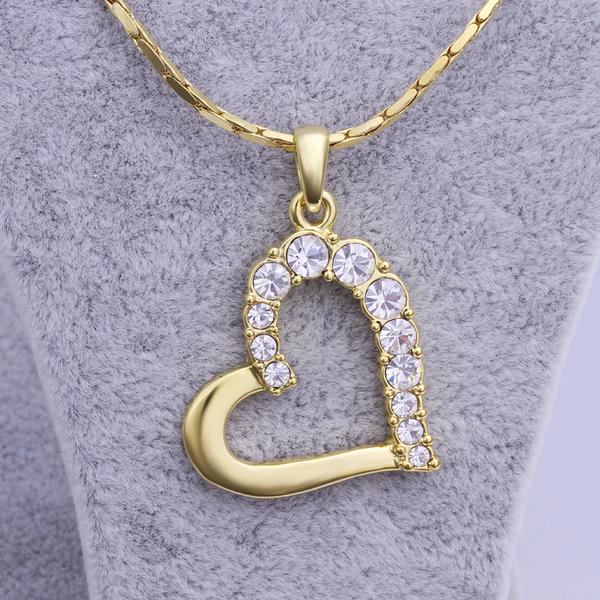 Free shipping brand new 24k 18k yellow gold heart Pendant Necklaces jewelry GN512 fashion gemstone crystal necklace christmas gift