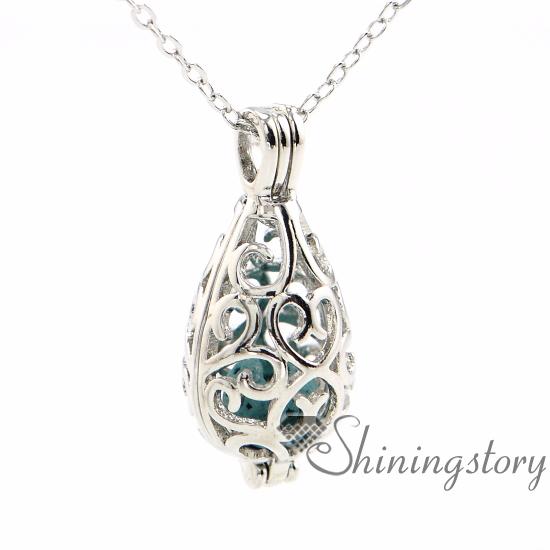 teardrop openwork essential oil necklace diffuser necklace wholesale perfume necklace aromatherapy jewelry diffusers metal volcanic stone