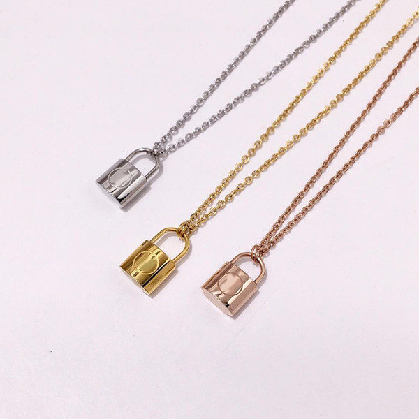 New arrival 316L Titanium steel necklace with padlock pendant for women wedding jewelry gift Free Shipping PS6142