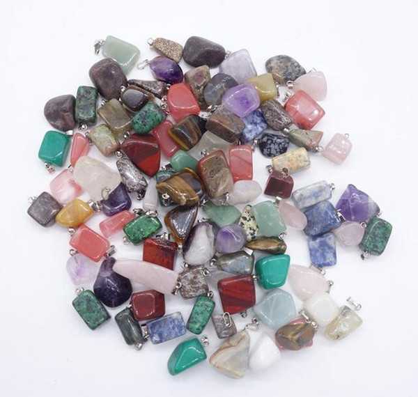 Natural Stone Pendants Irregular Jade Natural Stone Pendant Necklace Agate Stone Quartz Opal Jewelry NO CHAIN