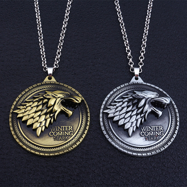 Game of Thrones necklace House Stark Winter Is Coming Metal Family Crest pendant jewelry souvenirs gift Maxi Wolf Punk Men