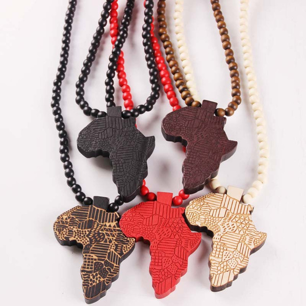 new Africa Map Pendant Good Wood Hip-Hop Wooden NYC Fashion Necklace #MG302