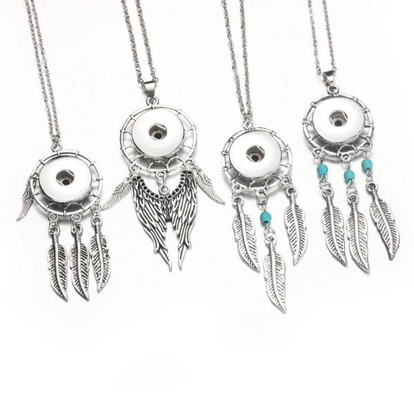 10pcs/Lot Boom Life snap button jewelry Dream catcher wing pendant Necklace snap jewelry (fit 18mm snap) women jewelry