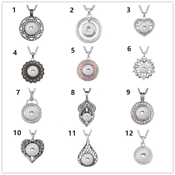 Newest Snap jewelry Round Crystal Snap pendant Necklace fit DIY 18mm Snap Jewelry Noosa Chunk(12 design Free Choose)