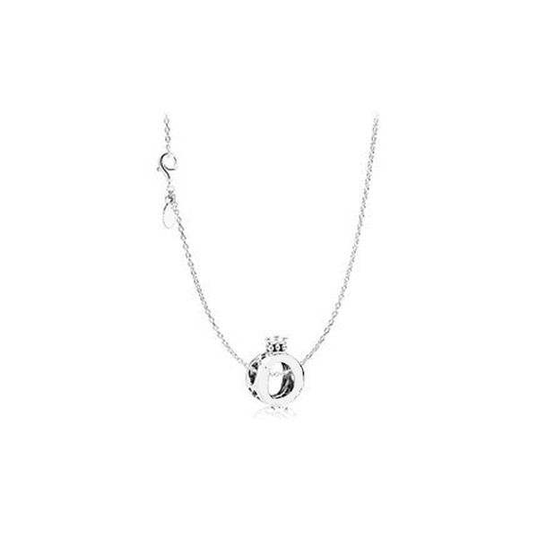 1pcs Alloy Crown Pendant Necklace with LOGO Fits pandora 45cm+8cm Chain Women Female Luxury Brand Birthday Chirstmas Gift N002