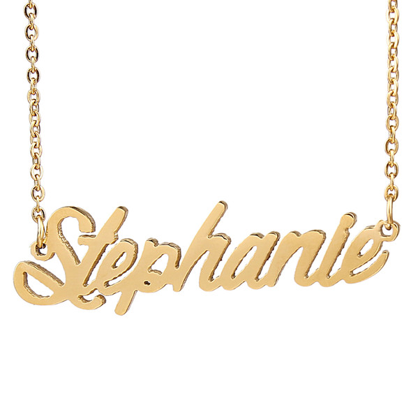 Personalized custom 18K Gold Plated Stainless Steel Script Name necklace 