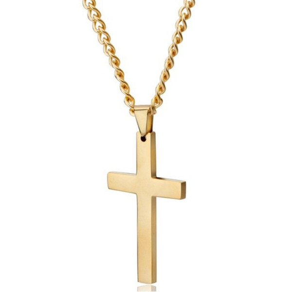 MIC Fashion alloy Glossy Cross charm Pendant Chain Necklace for Men Women, 22-24 Inches 4 colors 12pcs/lots