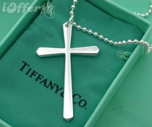 Fashion women's jewelry brand designer tiffany925 Sterling Silver Sparkling 925 silver Christian necklace pendant cross style with box SALE