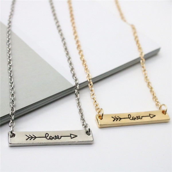 Ingenious Lovers Necklace Love Letters Pendants Necklace Alloy Arrow Through Heart Short Chain Necklace Jewelry Gift