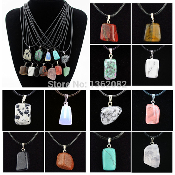 Jewelry Wholesale 12pcs/lot Fashion Men Women's Crazy Irregular Natural Stone Charms Pendants Necklace Gift MN446