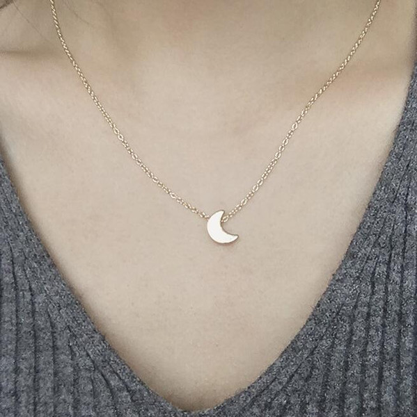 Necklace Pendant Woman Silver Gold Lady Star Moon Simple Girl Lady Love Jewelry Fashion Popular Gifts Wholesale