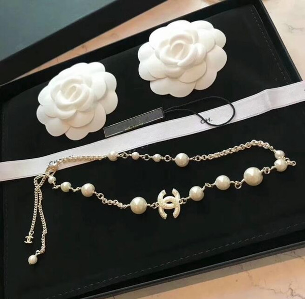 Designer Brand Choker Necklaces Jewelry Pearl style Silver Plated Necklace Silver Necklace Pendant For Women Gift Free Ship 2019