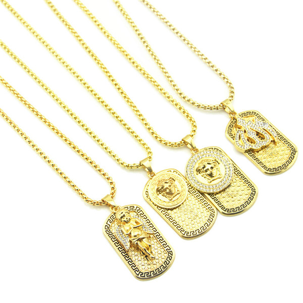 Punk Medusa Gold Silver Hip Hop Neckalce Metal Submachine Hatet Maxi Pistol Necklace & Pendants Hip Hop Jewelry for Men