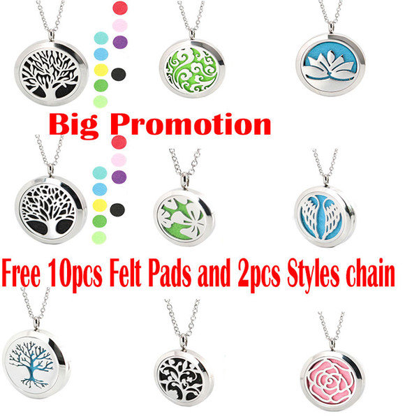 Aromatherapy Essential Oil surgical Stainless Steel Perfume Diffuser Oils Locket Necklace with chain and felt pads