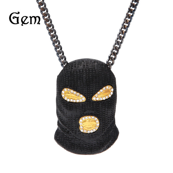 2017 New Gold Mask Hip hop Bling Necklace Mens Gold Jewelry Iced Out Women Men Gift Hip Hop CSGO Pendant Necklace Jewelry