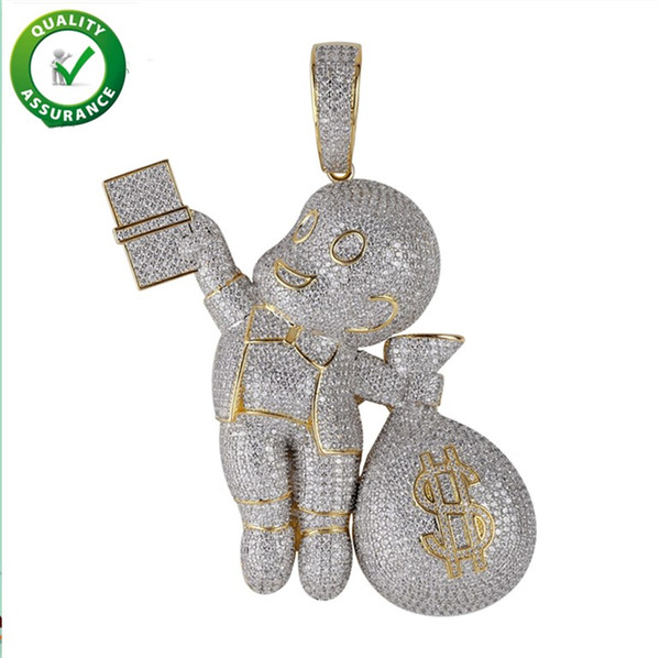 Mens Iced Out Pendant Hip Hop Designer Jewelry Luxury Diamond Necklace Gold Miami Cuban Link Chain Micro Paved Bling CZ Hiphop Punk Rapper