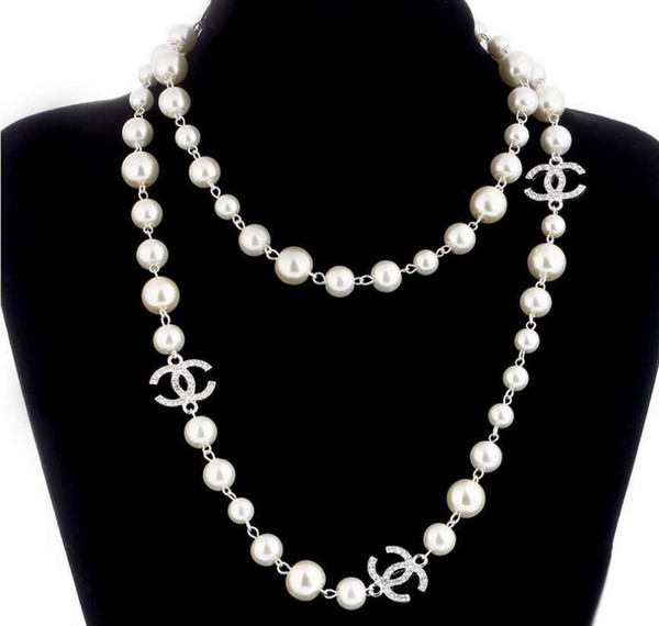 2019 New Long Sweater Chain Collar Maxi Necklace Simulated Pearl Flowers Necklace Women Fashion Jewelry Bijoux Femme Christmas Gifts