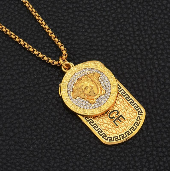 Luxury 18k Gold Punk Medusa Hip Hop Tag Necklace Head Portrait Pendant Neckalce Fashion Jewelry Accessories