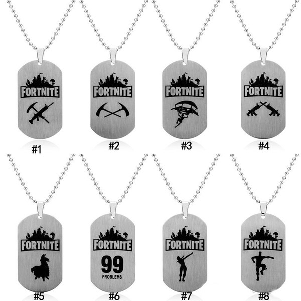 New game Fortnite Necklaces Men's Printing Engraving dog tag Pendant beaded chain Necklaces For women Fashion Fans Jewelry Gift