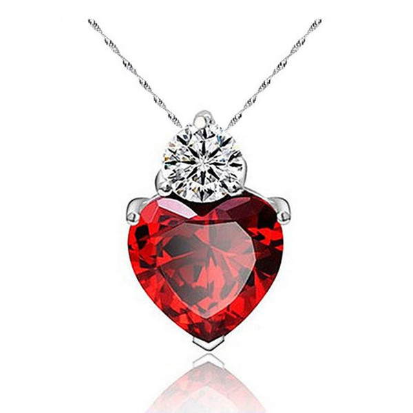 Pendant Necklace 925 Stering Silver Chain Charms Zircon Heart love Women Pendant for jewelry making pendulum Silver Plated Dress accessories