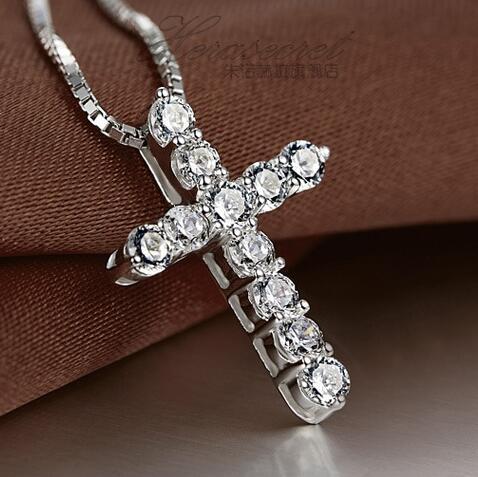 Agood fashion silver cross necklaces & cross necklaces & pendants female collier femme wedding party jewelry accessories for women