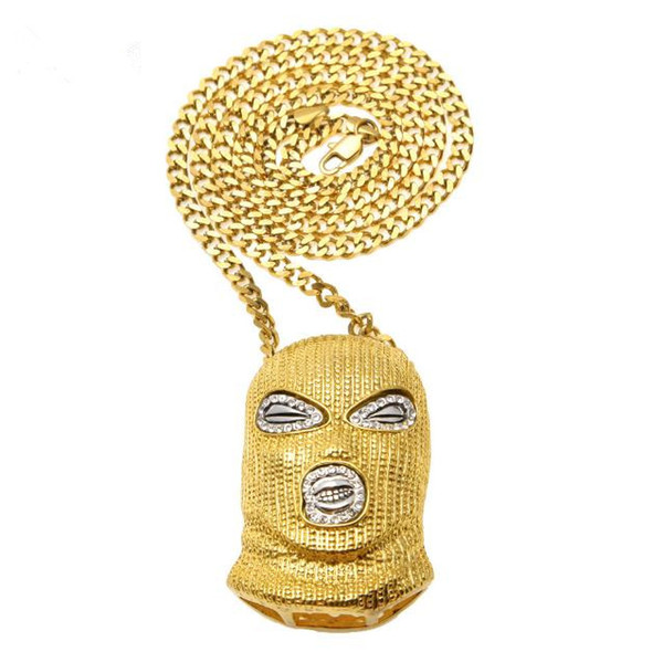 Europe and America New Diamond Hip Hop Anti-terrorism Wig Pendant Necklace