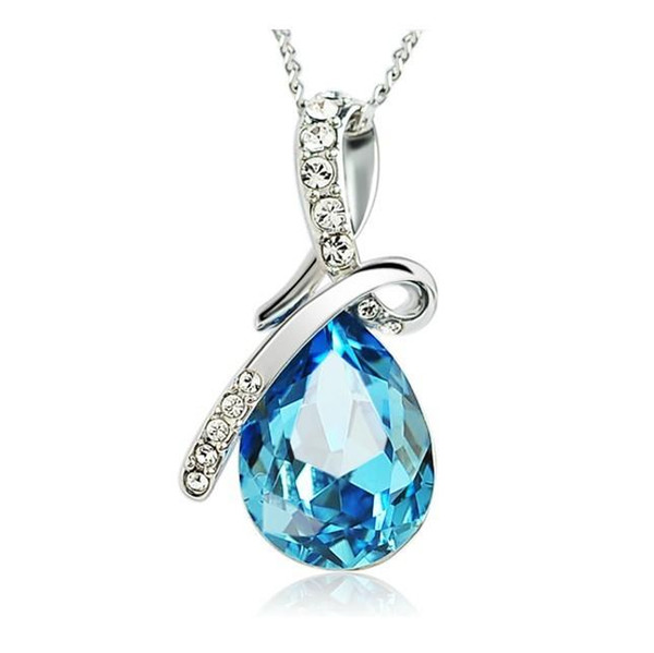 Necklaces 925 Sterling Silver Plated Blue Crystal Gemstone Amethyst Heart Pendant Necklaces