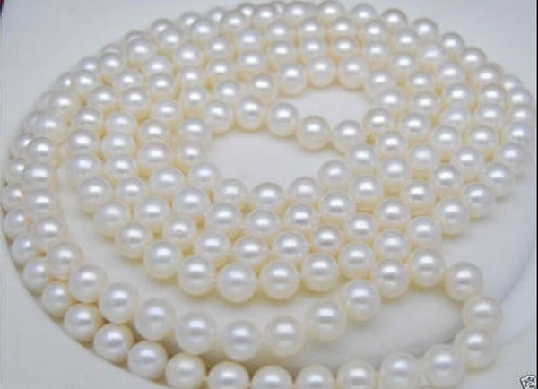 Fine Pearls Jewelry 48 INCH 7-8MM WHITE SOUTH SEA Round PEARL NECKLACE