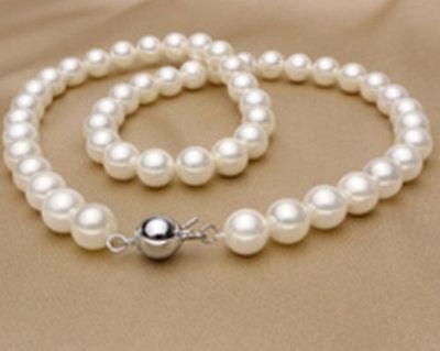 Fine Pearls JewelryGenuine 7-7.5mm WHITE south sea AKOYA PEARL NECKLACE 18