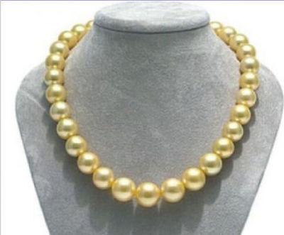 Fine Pearls JewelryBeautiful Hot 11-12mmSOUTH SEA GOLD NATURAL PEARL NECKLACE 14K YELLOW GOLD CLASP