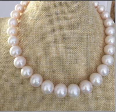 Fine Pearls Jewelry Genuine 11-12 mm natural south sea white pearl necklace 18 inch 14K