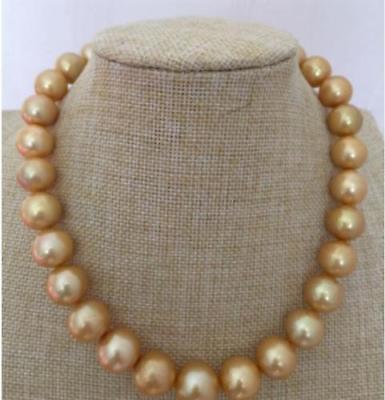 Fine Pearls Jewelry HUGE 12-15MM SOUTH SEA ROUND GOLD PEARL NECKLACE 18INCH 14K