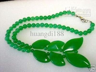 new fine genuine natural asia green jade necklace 17inches