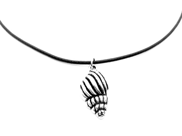 NPC-Antique silver conch Ocean Winds Necklace Beach Conch Shell Necklace Seashell Sea Shell Necklace Mermaid Leather Rope Necklaces