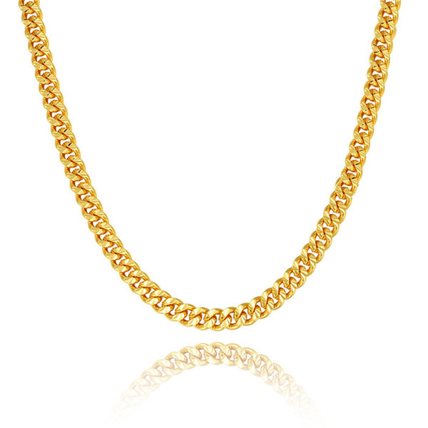 Men's Necklace 7MM 6 Size Gold / Silver / Rose Gold 18K Gold-plated Necklace Classic Jewelry