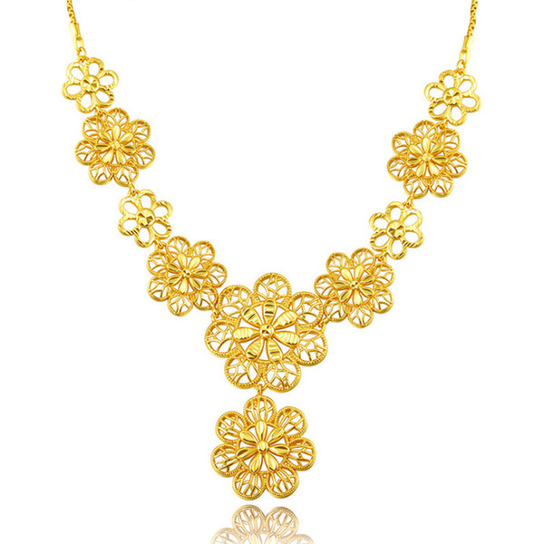 NAKELULU Flower Jewelry Set Wholesale New Gold Color /Silver color Vintage Party Charms Necklace For Women