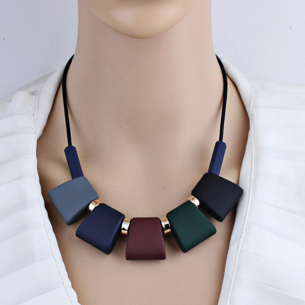 Women Necklace Statement Sweater Chain Necklaces & Pendants Colorful Beads Choker Necklace For Women Collier Femme Jewelry