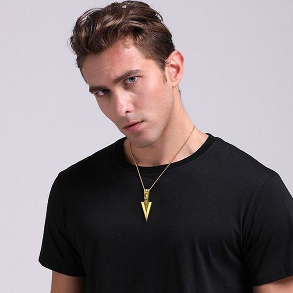 Striking Men's Vintage Spearhead Arrowhead Pendant Necklace for Men Special Surf Bike Chocker Stainless Steel Jewelry