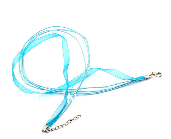 Fashion Blue Organza 3+1Ribbon Waxen Multi-strand Cord Strands Necklace DIY Jewelry Making 200pcs Bijoux Accessories Free Shipping P1395