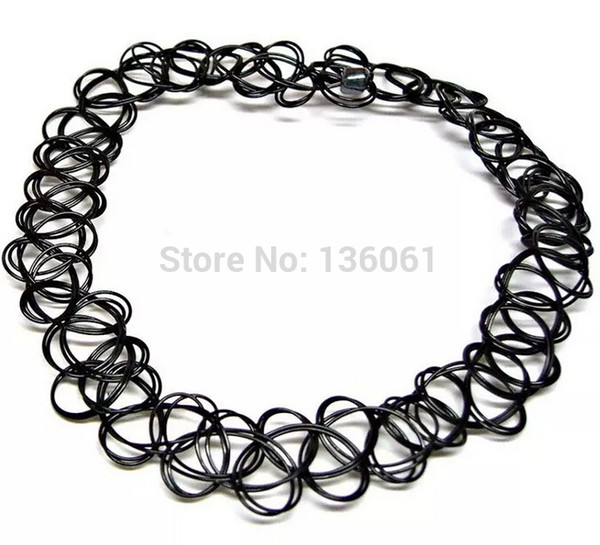 Vintage Black Tattoo Elastic Stretch Charms Statement Choker Strings Necklaces Pendants Women Jewelry Punk Grunge DIY 100PCS Fashion Q483