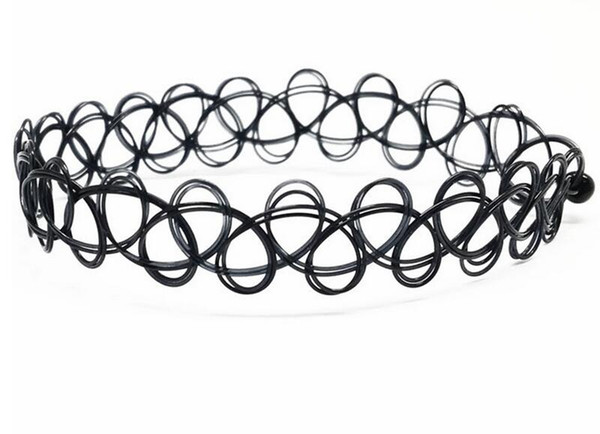 Vintage Black White Tattoo Elastic Stretch Charms Statement Choker Necklaces Pendants Women Jewelry Strands Necklaces DIY 50PCS Fashion Q483