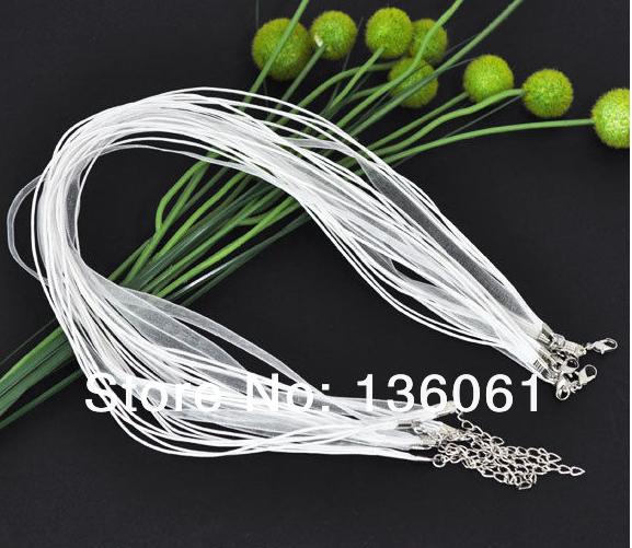 Fashion White Organza Ribbon Waxen Multi-strand Organza Cord 3+1 Strands Necklace DIY Jewelry Making Strings Necklaces 200pcs Free Shipping