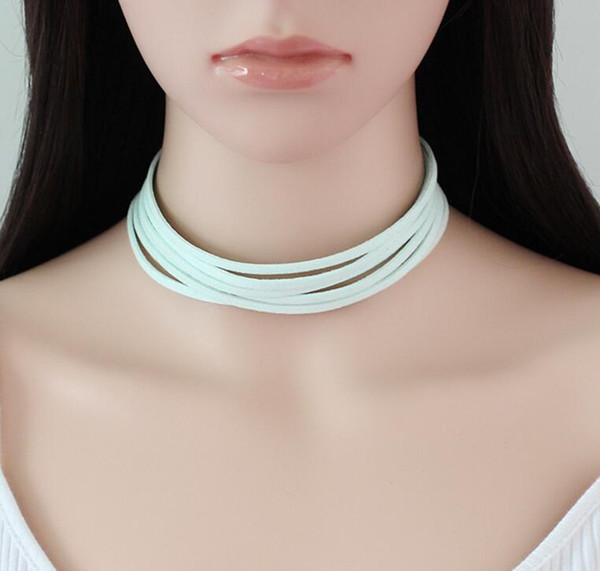 Vintage Silver Velvet Strands Necklace Women Multilayer Simple Fashion Suede Choker Statemen Strings Necklace Women Jewelry Accessories Gift