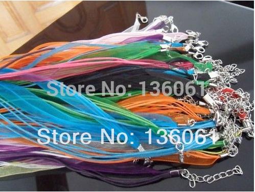 Mixing Organza Ribbon Waxen Multi-strand Cord Lobster Clasp Necklaces Pendants For Women Jewelry Gifts Accessories 100pcs P1402