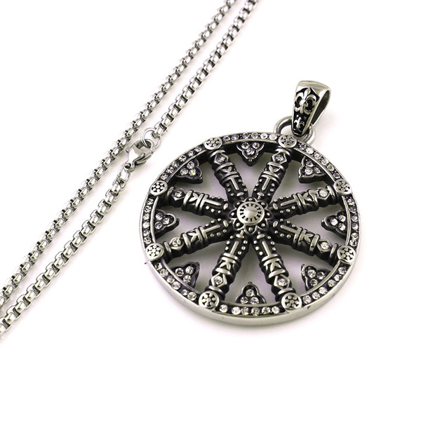 Hip Hop Ship Rudder Pendants Helm Compass Rudder Stainless Steel Box Chain Necklace Jewelry